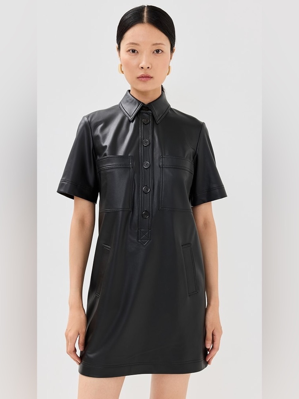 Veronica Beard Koulis Leather Shirt Dress Size 4